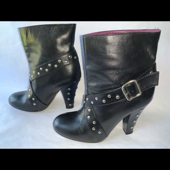 Marc Jacobs Black Leather Studded Ankle Boot - Picture 3 of 9